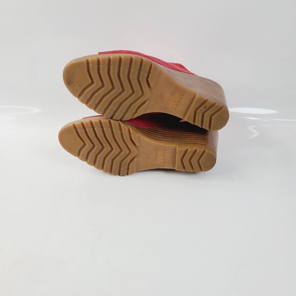 Sorel Women's Red After Hours Open Toe Suede Wedge Slingback Sandals Size US 7 - Picture 5 of 6